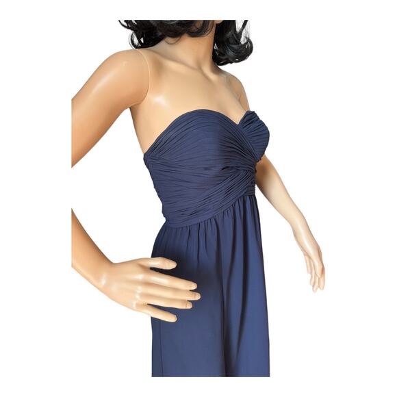 Ralph Lauren Navy Wrapped Bodice Sweetheart Strapless Chiffon Dress size 0 P - Picture 13 of 16